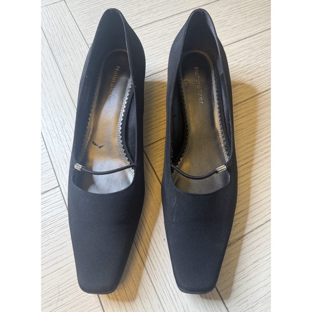 Naturalizer Black Rhinestone Satin Evening 1.5" Classic Heel Pumps Shoes Sz 7.5M